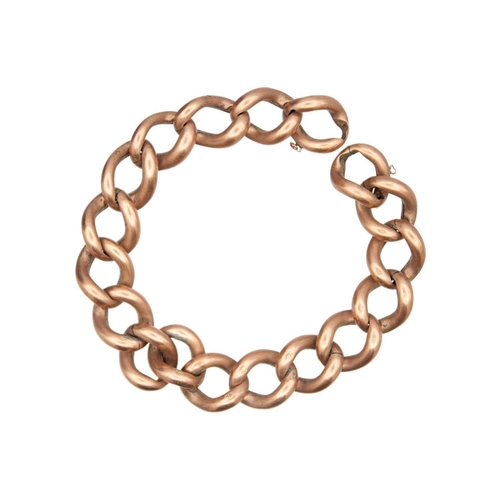 137 - A 9ct rose gold large hollow curb link chain. Length 19cm, width of links 14mm, 21.0g.