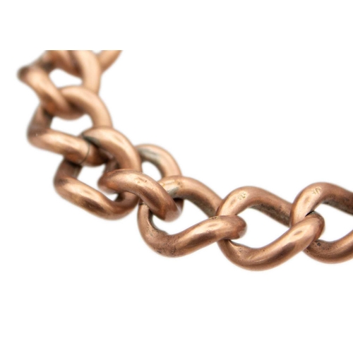 137 - A 9ct rose gold large hollow curb link chain. Length 19cm, width of links 14mm, 21.0g.