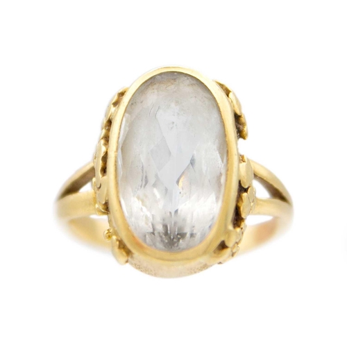 151 - A modern high purity gold (tests 18ct) topaz cocktail ring by Rebecca Morgan Smith. Ring size N, 9.2... 