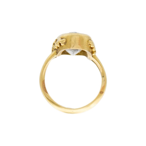 151 - A modern high purity gold (tests 18ct) topaz cocktail ring by Rebecca Morgan Smith. Ring size N, 9.2... 