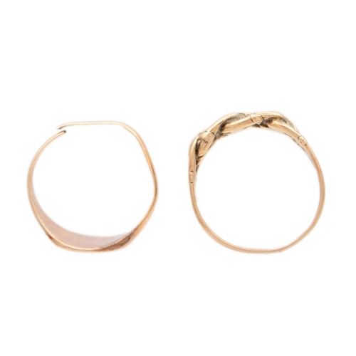 162 - Two 9ct hallmarked gold rings. One is a scroll and pierced rose gold ring, hallmarked Chester 1901, ... 