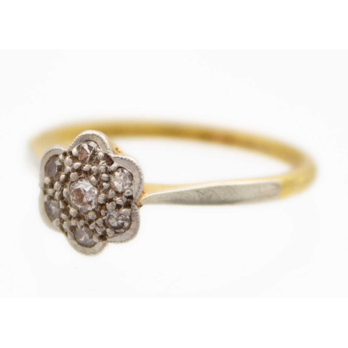 172 - A collection of gold stone set jewels. To inlcude an 18ct and platinum diamond set daisy ring, size ... 