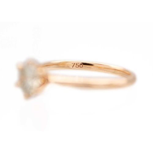 188 - An 18ct rose gold 0.81ct diamond solitaire ring. The round cut brilliant diamond assessed as M estim... 