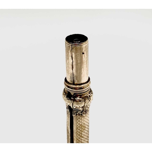 255 - A Victorian gold propelling pencil. With date 11 Dec 1847. Citrine stone seal finial, 15.1g. Lot 552... 