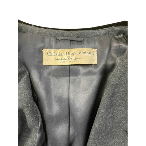 312 - CHRISTIAN DIOR - A 1950's ladies grey wool and black velvet jacket and a green silk long coat. The l... 