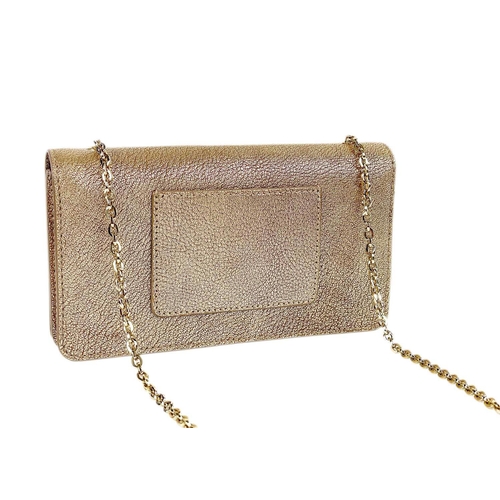 332 - Mulberry Bayswater clutch wallet / bag in gold grained leather, with gold chain strap and hardware. ... 