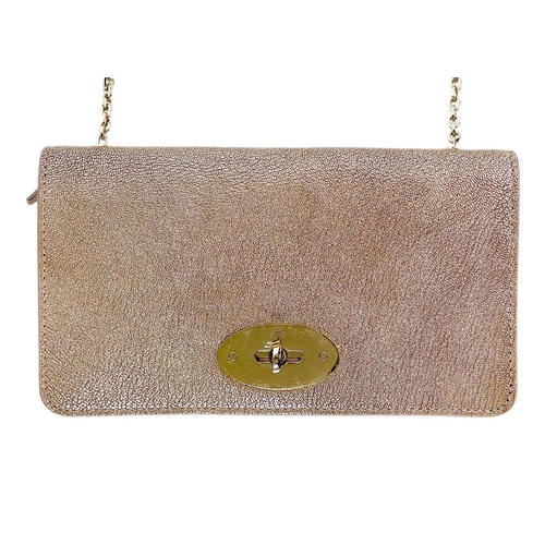 332 - Mulberry Bayswater clutch wallet / bag in gold grained leather, with gold chain strap and hardware. ... 