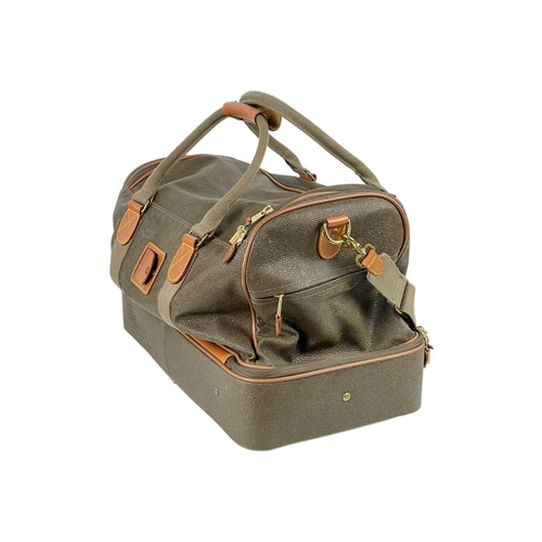 351 - MULBERRY - A Scotchgrain holdall in two sections with rolling wheels. With canvas straps and trim, o... 