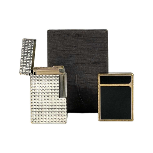 353 - S. T. DUPONT - Two lighters. One in a chrome nickel case, with box and papers, the other gold plated... 