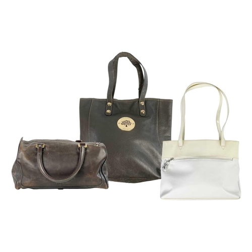 355 - A Mulberry brown leather tote, a Ferragamo small holdall and a Paloma Picasso white leather tote. Th... 