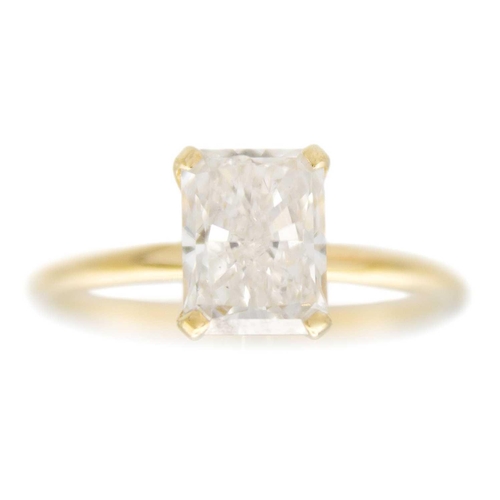 53 - A laboratory-grown 1.30ct (estimated) radiant cut diamond ring, 18ct mounted. The girdle engraved wi... 