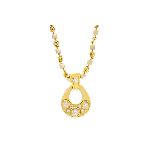 54 - A modern 18ct heavy gold diamond set pendant necklace and matching ring. The pendant set with eight ... 