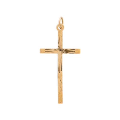 6 - A 9ct St Christopher pendant, a 9ct cross pendant and a 9ct slender curb link 18