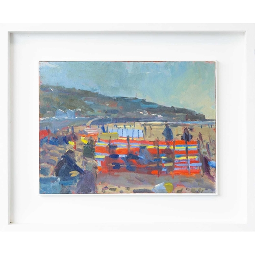 117 - Bo HILTON (1961) Windbreaks, Sennen  Oil on canvas board, signed, 31 x 41cm, framed 48 x 59cm