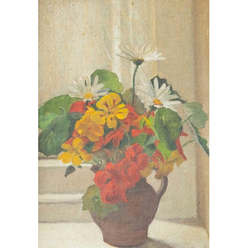 12 - William TURNER (1877-1969) Jug of Nasturtiums and Daisies Oil on canvas laid onto board, 34 x 24cm, ... 