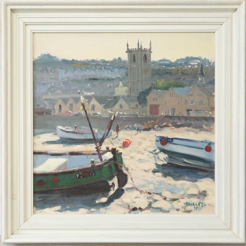 122 - Douglas HILL (1953) Low Tide, St Ives Harbour, October 1993 Oil on canvas, signed and dated, inscrib... 