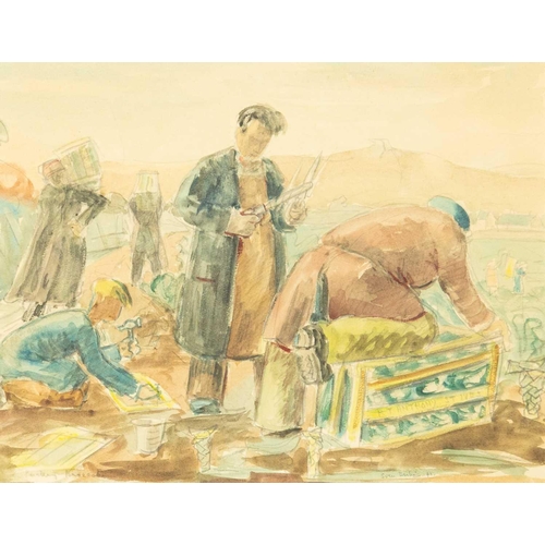 130 - Sven BERLIN (1911-1999) Packing Broccoli, 1942  Watercolour, signed, titled and dated '42, 27 x 35cm... 