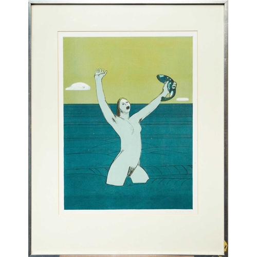 132 - § Karl WESCHKE (1925-2005) Fish Catcher, 1980 Screenprint, signed and dated 1980, image size 61 x 45... 