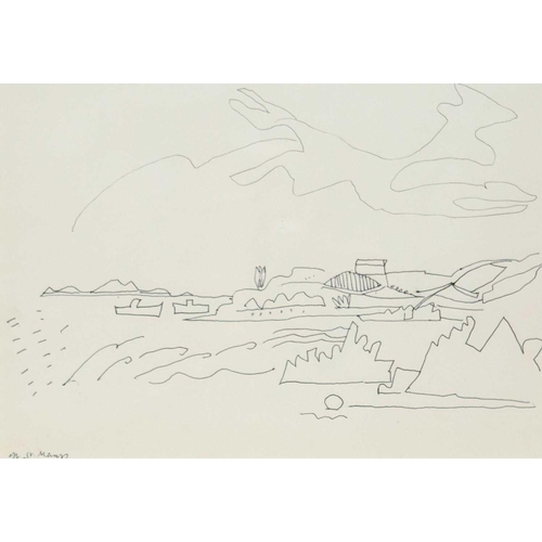 150 - Bryan INGHAM (1936-1997) Two works  Off St Martin (Isles of Scilly), c1994, pen on paper, titled, 21... 