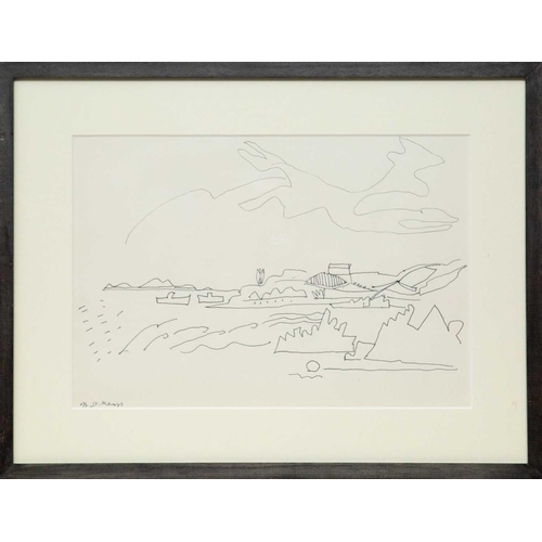 150 - Bryan INGHAM (1936-1997) Two works  Off St Martin (Isles of Scilly), c1994, pen on paper, titled, 21... 