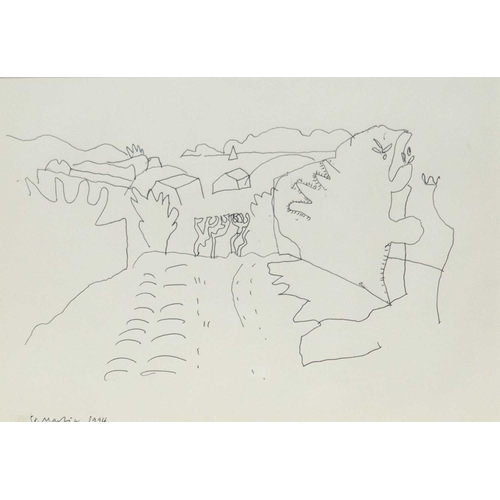 150 - Bryan INGHAM (1936-1997) Two works  Off St Martin (Isles of Scilly), c1994, pen on paper, titled, 21... 