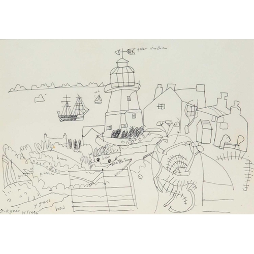 151 - Bryan INGHAM (1936-1997) Two works  St Agnes, 1994, pen on paper, inscribed and dated, 21 x 30cm, fr... 