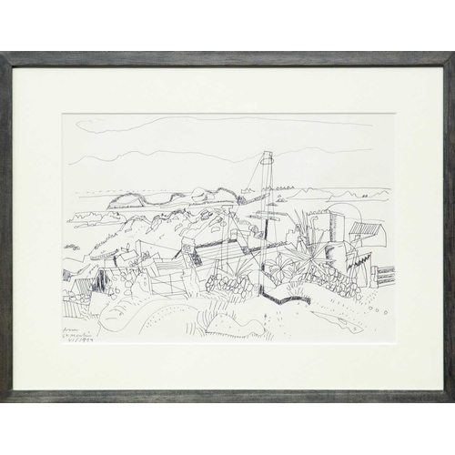 152 - Bryan INGHAM (1936-1997) Two works  Harbour Scene (Preliminary Work), 1994, ink on paper, colour ann... 