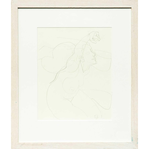 157 - Bryan INGHAM (1936-1997) Nude Figure Pencil on paper, signed with initials, estate stamp verso, 26 x... 