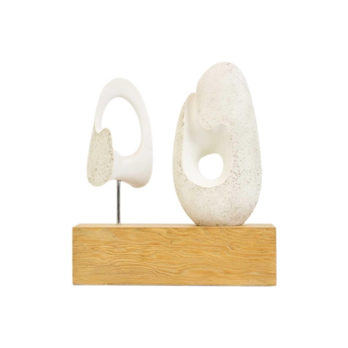 169 - Seamus MORAN (1963) Making Space Plaster with wooden base, height 30cm, width 26.5cm.