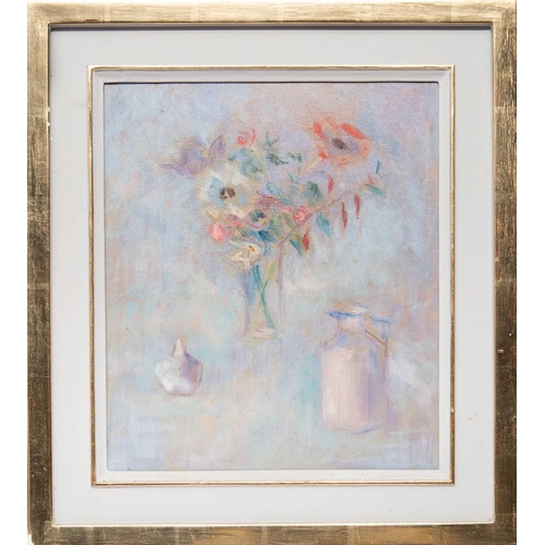 181 - June MILES (1924-2021) Still Life Oil on canvas, signed to verso, 33.5 x 28.5cm, 48 x 43cm framed.