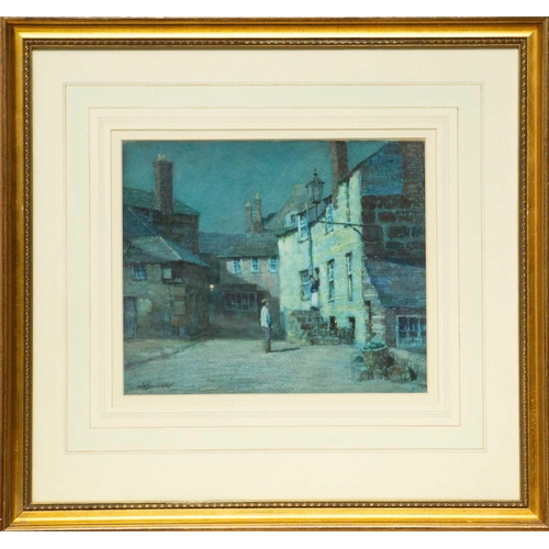 201 - Albert Moulton FOWERAKER (1873-1942) Moonlight on The Wharf, St Ives Watercolour, signed, 24 x 28cm,... 