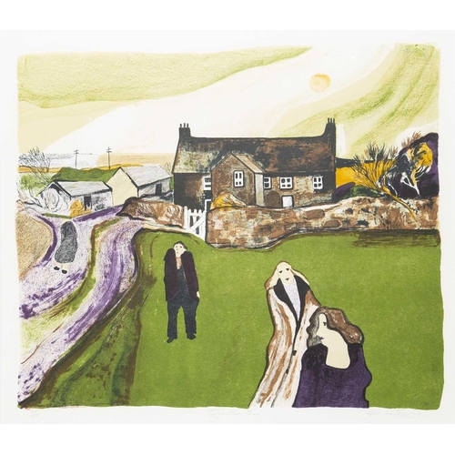 214 - ± Gill WATKISS (1938-2024) 'Tregarthan Farm', 1979 Original coloured lithograph, numbered 35/75, tit... 