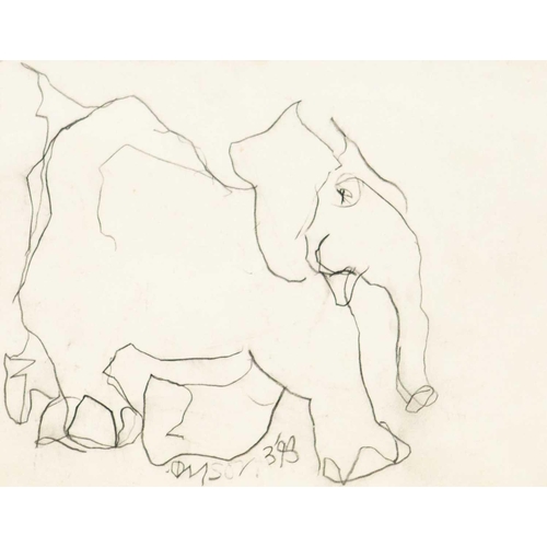 229 - Julian DYSON (1936-2003) Two works Elephant, 1998, graphite on paper, signed and dated 3 '98, 20 x 2... 