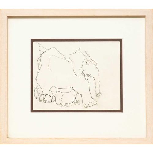 229 - Julian DYSON (1936-2003) Two works Elephant, 1998, graphite on paper, signed and dated 3 '98, 20 x 2... 