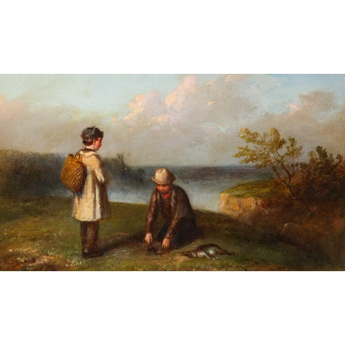 231 - Attributed to Thomas SMYTHE (1825-1906) Rabbiting Oil on board, 18x30cm and 41x30cm overall