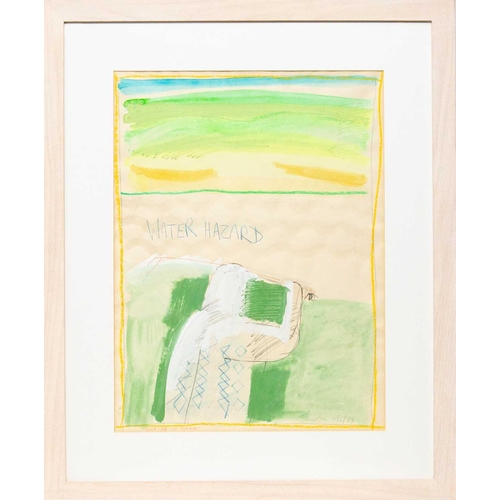 30 - Tony SHIELS (1938-2024) Water Hazard - Golf at St Pirans, 1983 mixed media, signed, inscribed and da... 