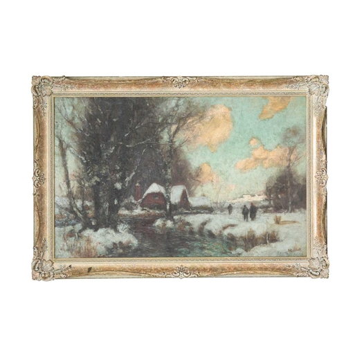 331 - John Noble BARLOW (1861-1917) Winter Landscape Oil on canvas, signed 'Jan Stroom', 44 x 68cm, 54 x 7... 