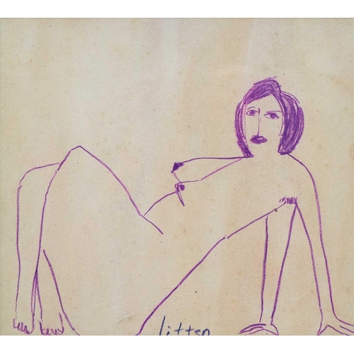 346 - Andrew LITTEN (1970) Reclining Nude Pencil on paper, signed, 19 x 21cm, 30 x 31cm framed.