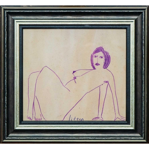 346 - Andrew LITTEN (1970) Reclining Nude Pencil on paper, signed, 19 x 21cm, 30 x 31cm framed.