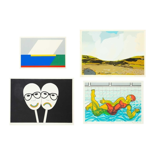 347 - Margo Maeckelberghe, Patrick Hughes, Roy Walker and Roy Conn Four framed screenprints from the portf... 