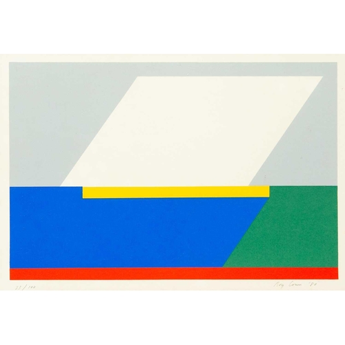 347 - Margo Maeckelberghe, Patrick Hughes, Roy Walker and Roy Conn Four framed screenprints from the portf... 