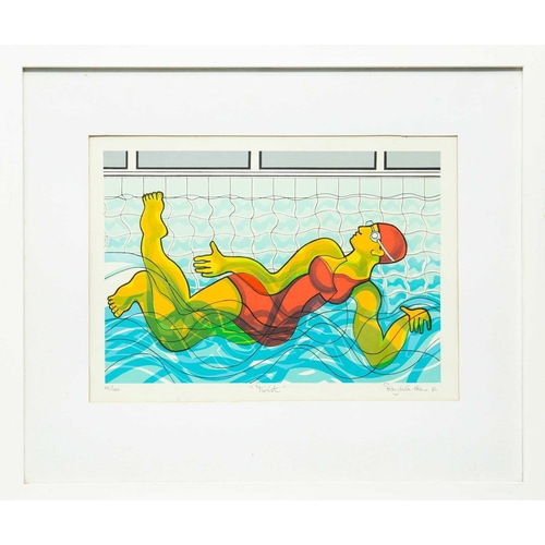 347 - Margo Maeckelberghe, Patrick Hughes, Roy Walker and Roy Conn Four framed screenprints from the portf... 