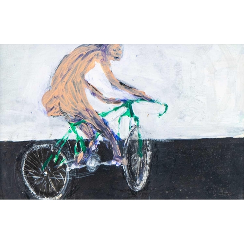 349 - Andrew LITTEN (1970) The Cyclist Oil on board, signed, 22 x 34cm, 37 x 47cm framed.