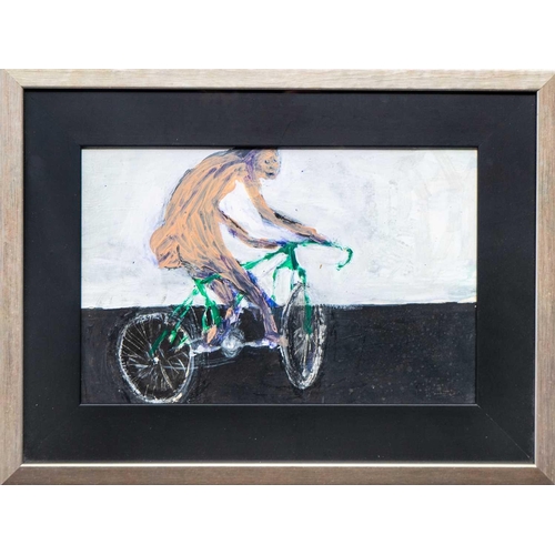 349 - Andrew LITTEN (1970) The Cyclist Oil on board, signed, 22 x 34cm, 37 x 47cm framed.