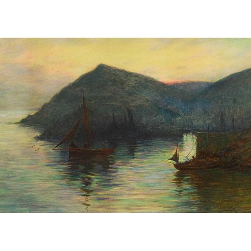 357 - Herbert E. BUTLER (1861-1931) First Light, Polperro Mixed media on paper, signed, 52 x 74cm, 80 x 10... 