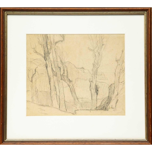 370 - Samuel John Lamorna BIRCH (1869-1955) Lamorna Cove Between the Trees Pencil on paper, 24 x 29cm, fra... 