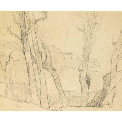 370 - Samuel John Lamorna BIRCH (1869-1955) Lamorna Cove Between the Trees Pencil on paper, 24 x 29cm, fra... 