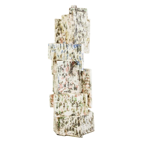 375 - Ken SPOONER (1942) Stack Ceramic with engobes, signed with incised initials, 64cm tall.