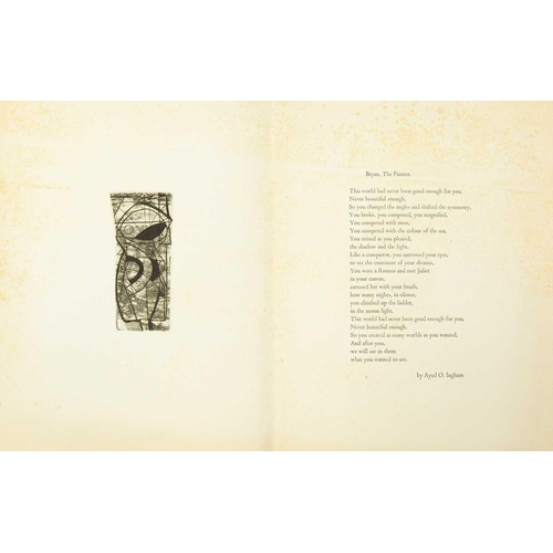 376 - Bryan INGHAM (1936-1997) Bryan, The Painter Etching, 13cm x 6cm, together with a poem written by Ays... 