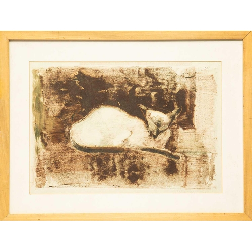 378 - Sven BERLIN (1911-1999) Siamese Cat, 1949 Monoprint (oil on paper), signed twice and dated 1949, 24 ... 